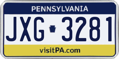 PA license plate JXG3281