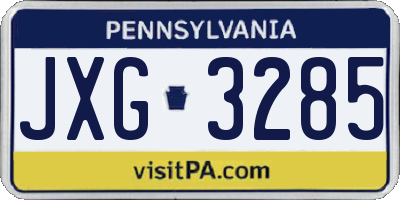 PA license plate JXG3285