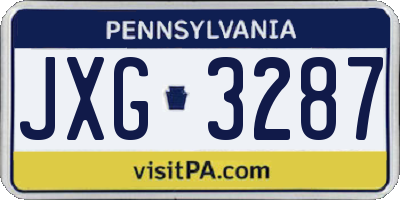 PA license plate JXG3287
