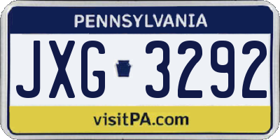 PA license plate JXG3292