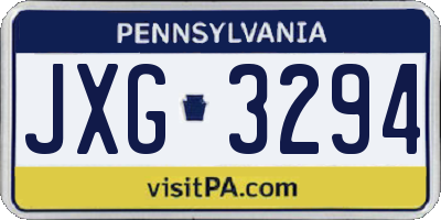 PA license plate JXG3294
