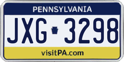 PA license plate JXG3298