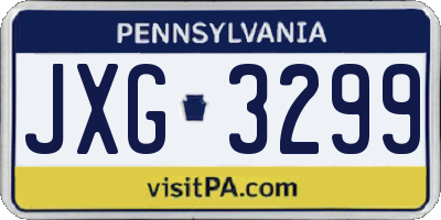 PA license plate JXG3299