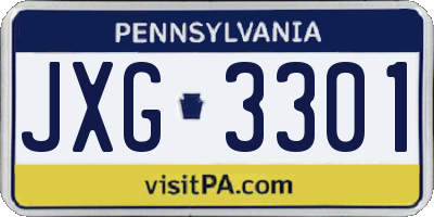 PA license plate JXG3301