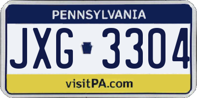 PA license plate JXG3304