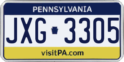 PA license plate JXG3305