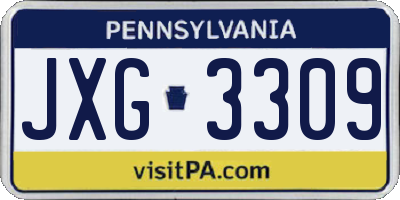 PA license plate JXG3309