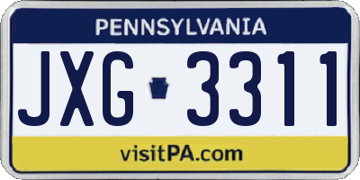 PA license plate JXG3311