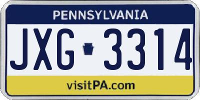 PA license plate JXG3314