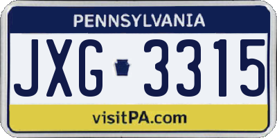 PA license plate JXG3315