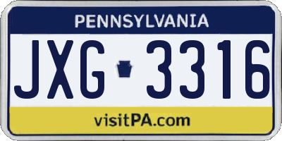 PA license plate JXG3316