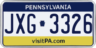 PA license plate JXG3326
