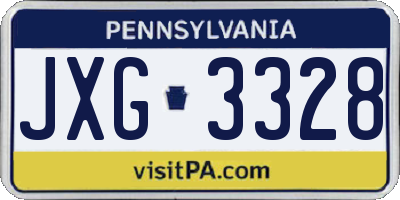 PA license plate JXG3328