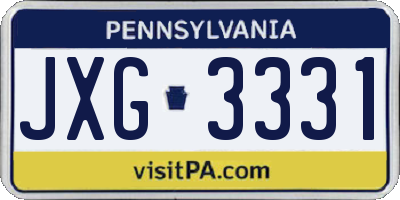 PA license plate JXG3331