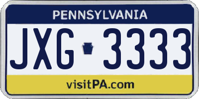 PA license plate JXG3333