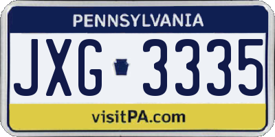 PA license plate JXG3335