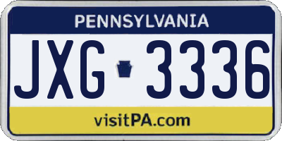 PA license plate JXG3336