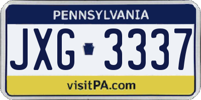 PA license plate JXG3337