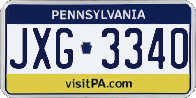 PA license plate JXG3340