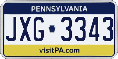 PA license plate JXG3343