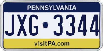 PA license plate JXG3344