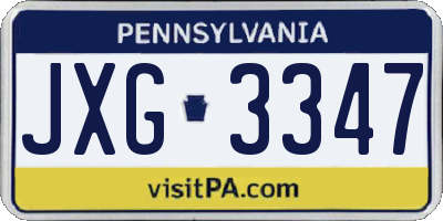 PA license plate JXG3347