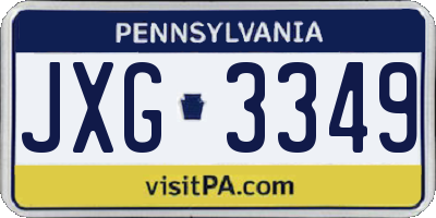 PA license plate JXG3349