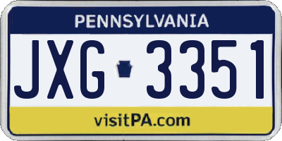 PA license plate JXG3351