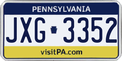 PA license plate JXG3352