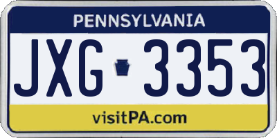 PA license plate JXG3353