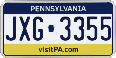 PA license plate JXG3355