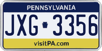 PA license plate JXG3356