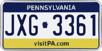 PA license plate JXG3361