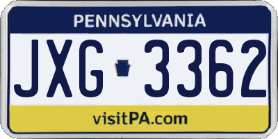 PA license plate JXG3362