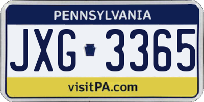 PA license plate JXG3365