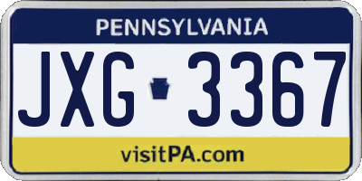 PA license plate JXG3367