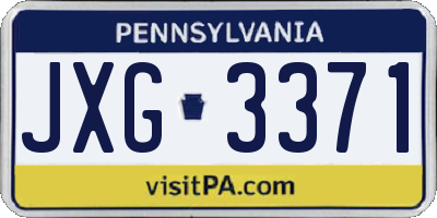 PA license plate JXG3371