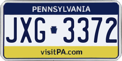 PA license plate JXG3372