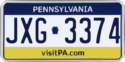 PA license plate JXG3374