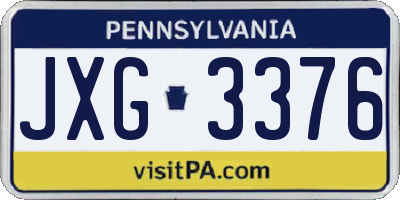 PA license plate JXG3376
