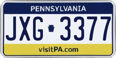 PA license plate JXG3377