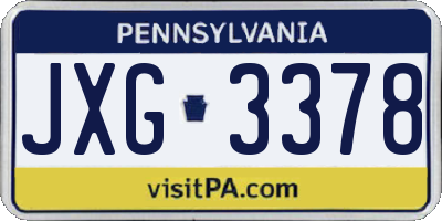 PA license plate JXG3378