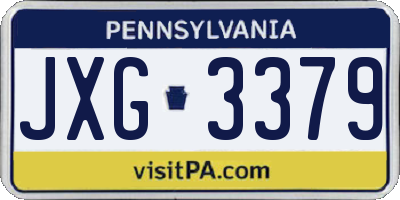 PA license plate JXG3379