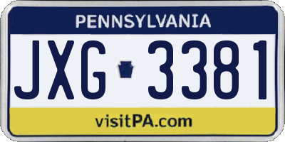 PA license plate JXG3381