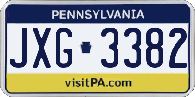 PA license plate JXG3382