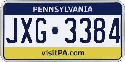 PA license plate JXG3384