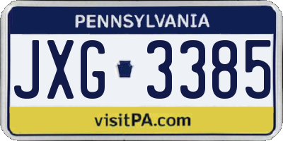 PA license plate JXG3385