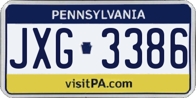 PA license plate JXG3386