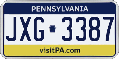 PA license plate JXG3387