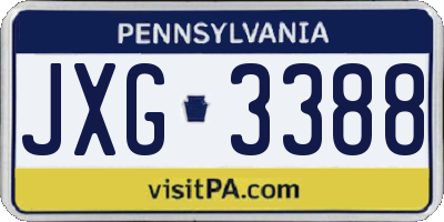 PA license plate JXG3388